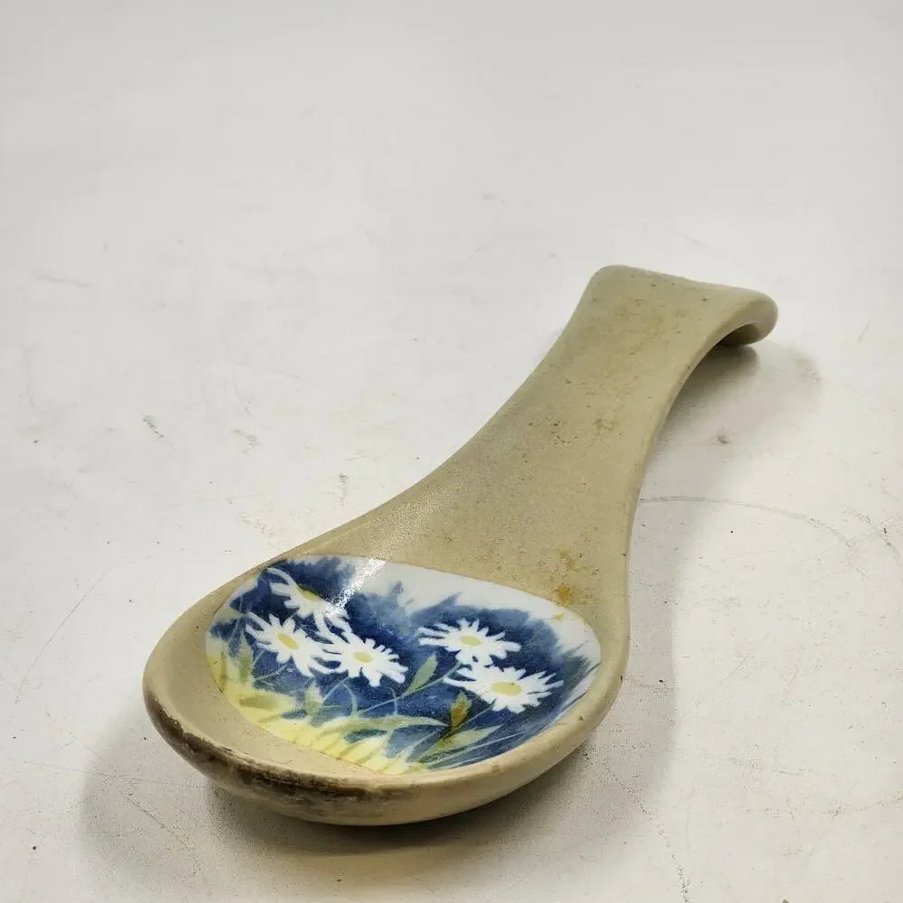 Ceramic Spoon Rest Daisy Flower Kitchen Decor Boho Cottagecore 9